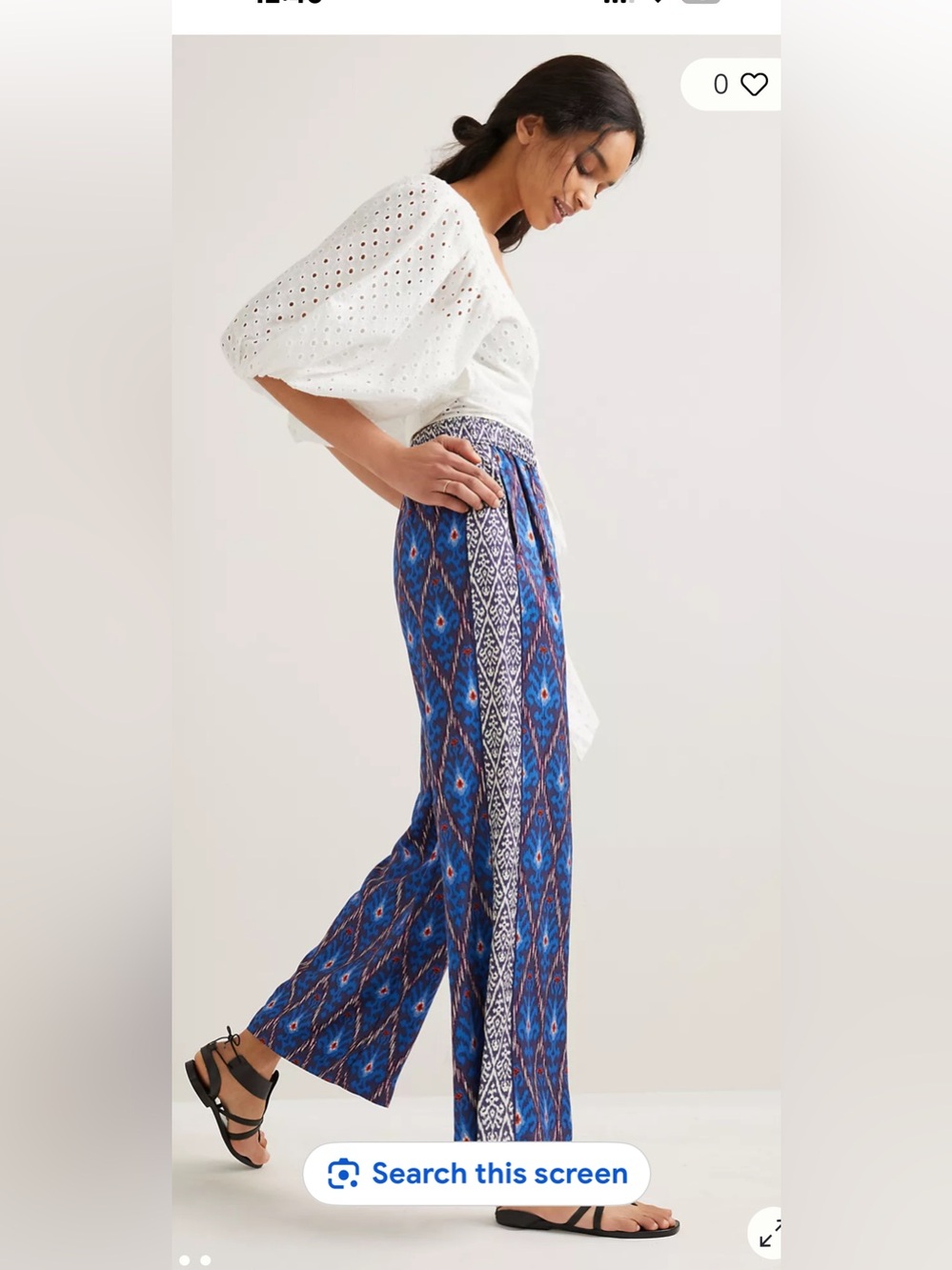 Anthropologie Vale Blue Patterned Wide-Leg Printed Pants - Picture 2 of 8